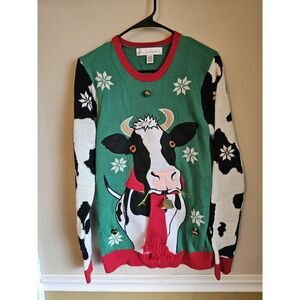 Jolly Sweaters Ugly Christmas Sweater Size Samll Green Cow Jingle Bells Holstein